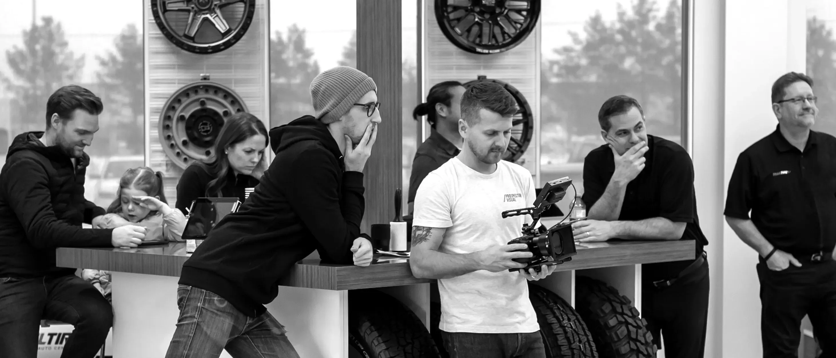 The AMFM team on location fliming at a client location